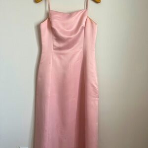 BCBG Max Azria Pink Satin Tea-Length Slip Dress - Size 10
